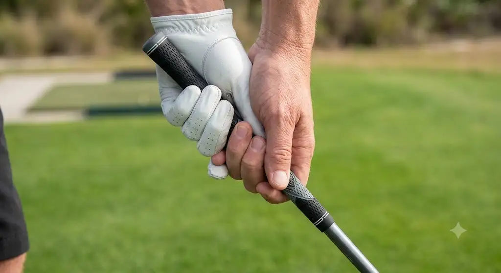 Illustrazione della corretta impugnatura della mazza da golf per principianti