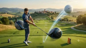 Illustrazione di un driver da golf ottimizzato per raggiungere la massima distanza