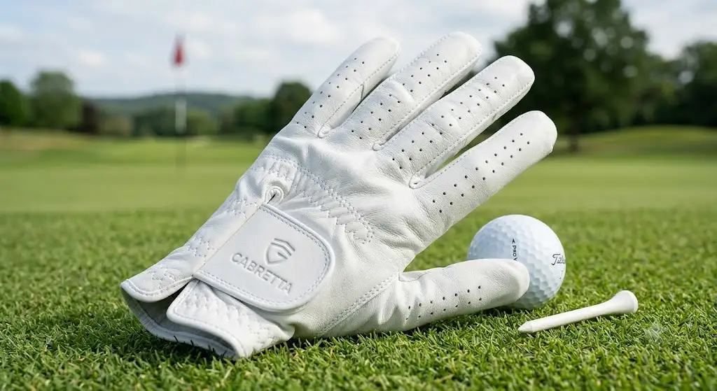 Gant de golf homme en cuir blanc premium avec fermeture velcro
