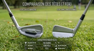 Close-up on the wide sole of a fers cavité arrière golf iron to promote launch