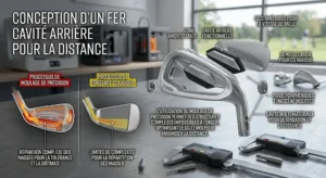 Illustration of the design of a fers cavité arrière golf iron molded to maximize distance