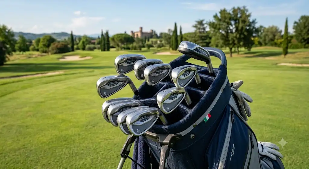 Panoramica dei migliori ferri da golf per principianti disposti nella sacca