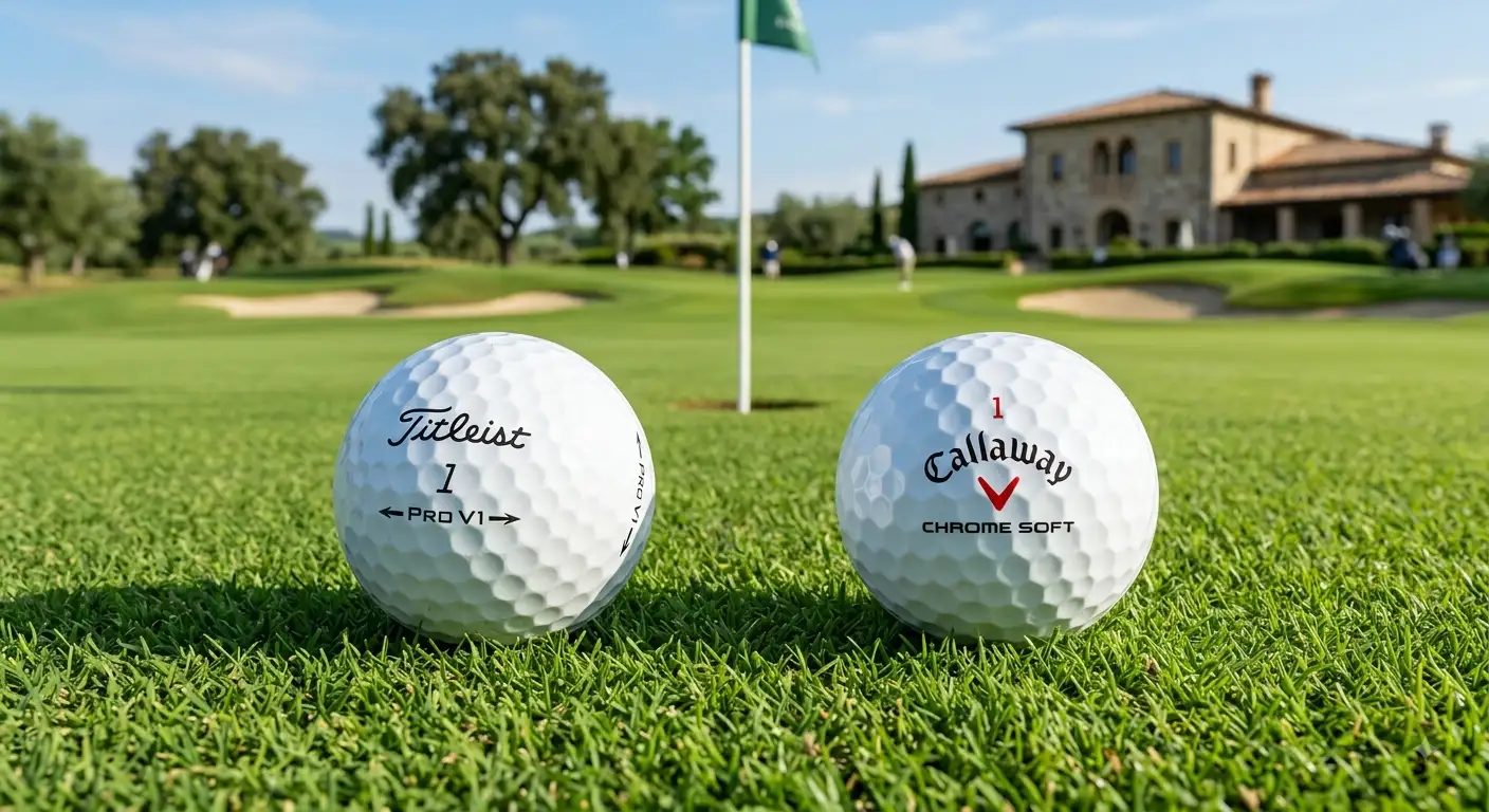Confronto tra le palline da golf Titleist Pro V1 e Callaway Chrome Soft su un green