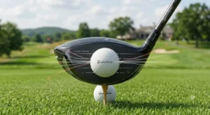 Dettaglio della tecnologia Twist Face sulla faccia del driver TaylorMade per correggere i colpi decentrati