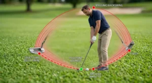 Schema grafico della traiettoria dello swing durante il movimento del putter da golf