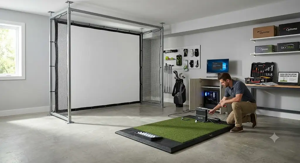 Guide etapes pour savoir comment installer un simulateur de golf chez soi dans une piece de la maison