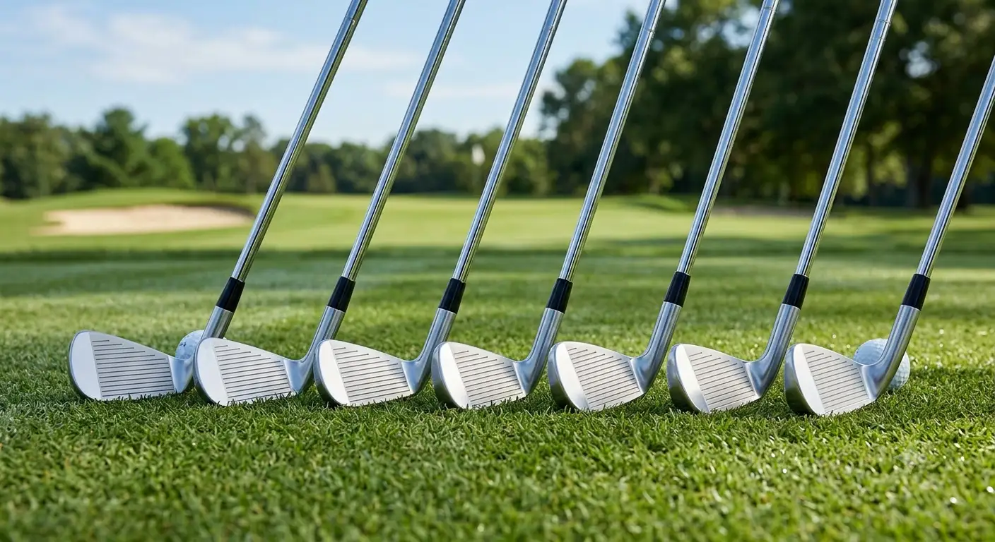Panoramica dei migliori ferri forgiati del 2026 disposti su un campo da golf per un feel e un controllo eccezionali