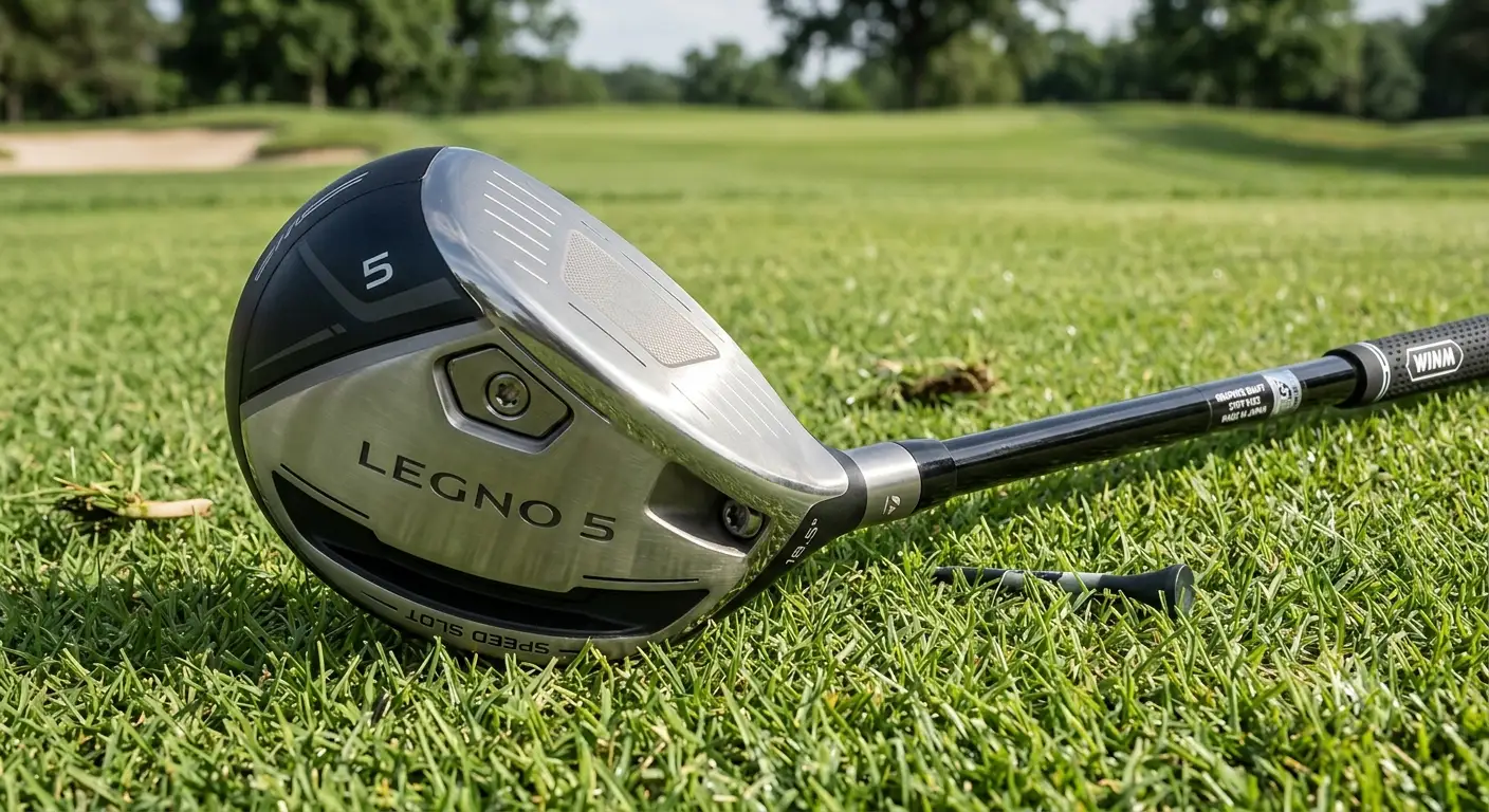 Anatomia e caratteristiche principali di un legno 5 da golf poggiato sull'erba del campo
