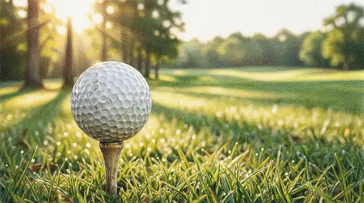 Primo piano di palline da golf basso spin pronte sul tee per massimizzare la distanza dal tee